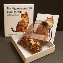 Carica l'immagine nel visualizzatore di Gallery, Puzzle 3D in legno a forma di gatto
