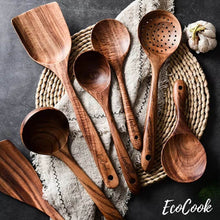 Carica l'immagine nel visualizzatore di Gallery, EcoCook | Set di utensili da cucina in teak da 7 pezzi