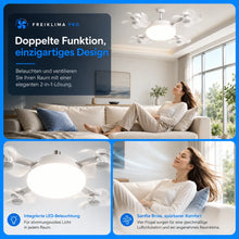 Lade das Bild in den Galerie-Viewer, FreiKlima Pro Klimaventilator 2in1 – 4-Flügel einklappbarer Deckenventilator mit Kühlfunktion, Licht & Fernbedienung