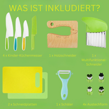 Carica l'immagine nel visualizzatore di Gallery, Set da cucina Montessori per bambini, sicuro e biologico, incl. 2 taglieri GRATIS per bambini