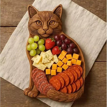 Carica l'immagine nel visualizzatore di Gallery, Piatto da portata in legno a forma di gatto
