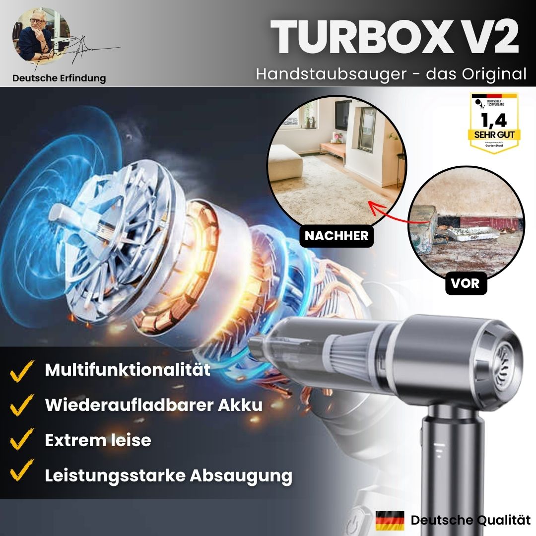 TurboX - 4 in 1 Power-Handstaubsauger - das Original