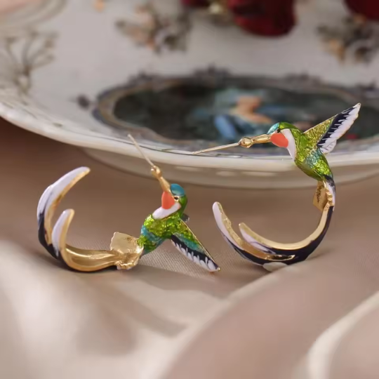 Orecchini Incanto del Colibrì – Gioco di colori dei Tropici