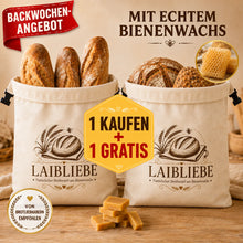 Lade das Bild in den Galerie-Viewer, LaibLiebe – natürlicher Brotbeutel aus echtem Bienenwachs | Waschbar &amp; natürliche Aufbewahrung