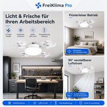 Lade das Bild in den Galerie-Viewer, FreiKlima Pro Klimaventilator 2in1 – 4-Flügel einklappbarer Deckenventilator mit Kühlfunktion, Licht &amp; Fernbedienung
