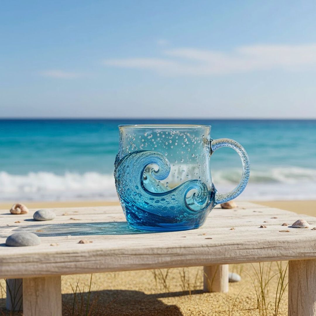 Suono del mare – Vetro artigianale con struttura ondulata