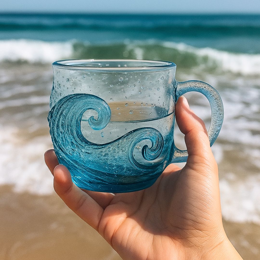 Suono del mare – Vetro artigianale con struttura ondulata