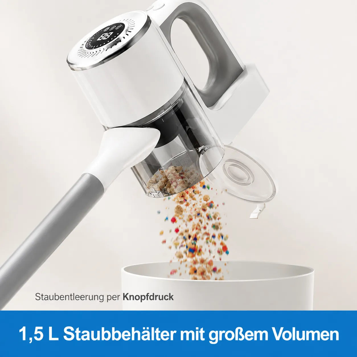 ReinKraft Pro –  Kabelloser 2-in-1 Premium-Akku-Staubsauger starker Zyklon-Saugkraft