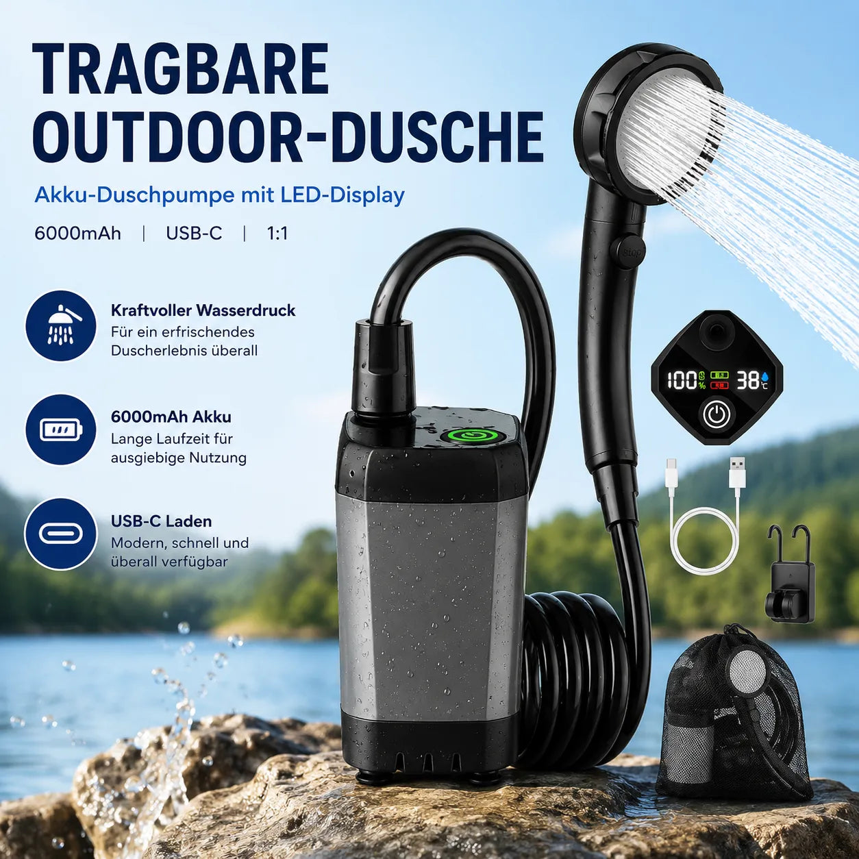 Tragbare Outdoor-Dusche