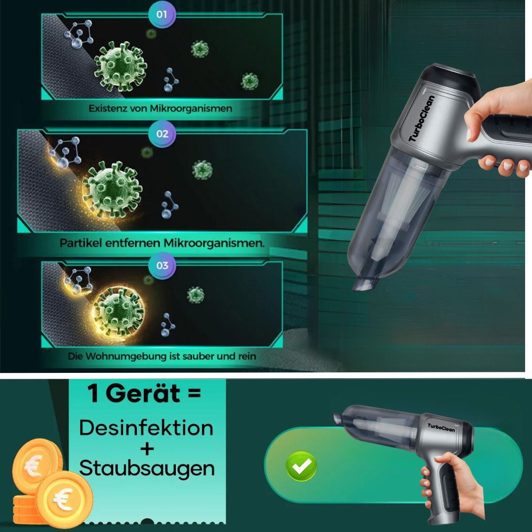 TurboClean Aspirapolvere portatile ad alte prestazioni con set di filtri gratuito