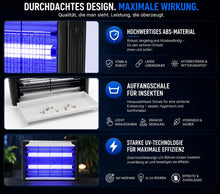 Carica l'immagine nel visualizzatore di Gallery, UV-Insektenvernichter – Elektrische Fliegen, Gelsen, Motten, Kakerlaken- &amp; Mückenfalle für Innen und Außen - 30–170 m²
