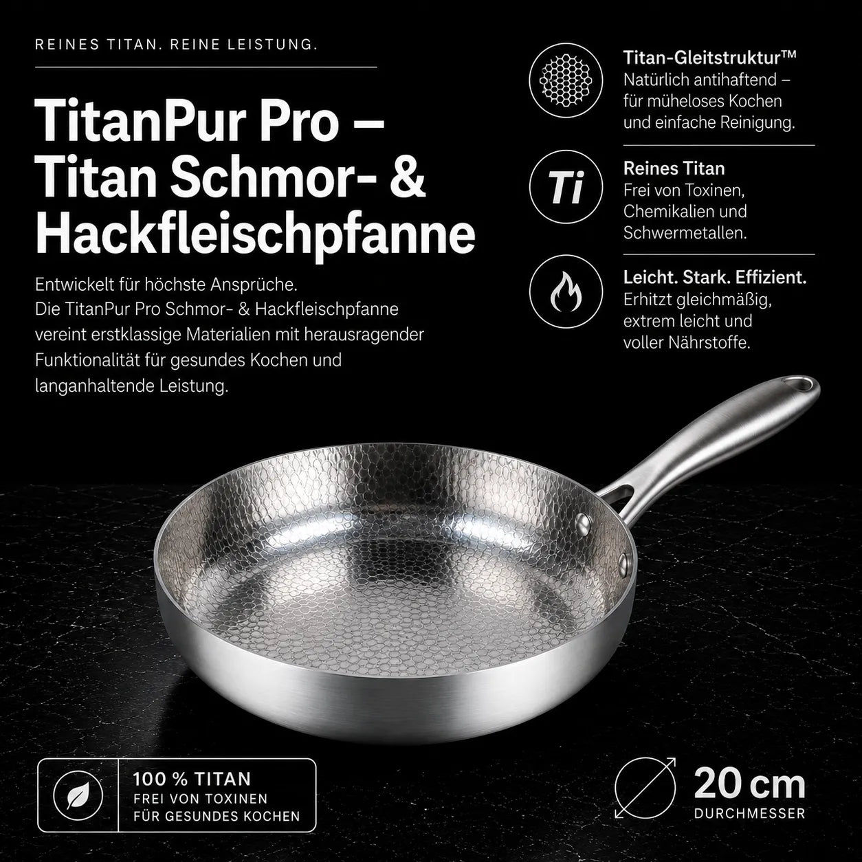TitanPur Pro Padella Titan per brasati e carne macinata