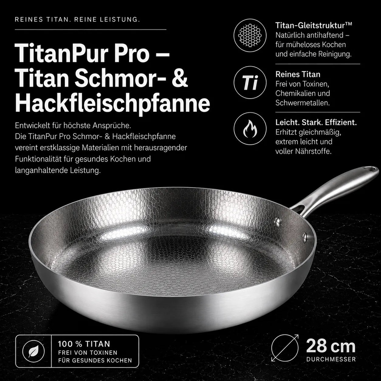 TitanPur Pro Padella Titan per brasati e carne macinata