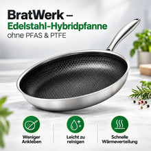 Carica l'immagine nel visualizzatore di Gallery, BratWerk – Edelstahl-Hybridpfanne ohne PFAS &amp; PTFE

