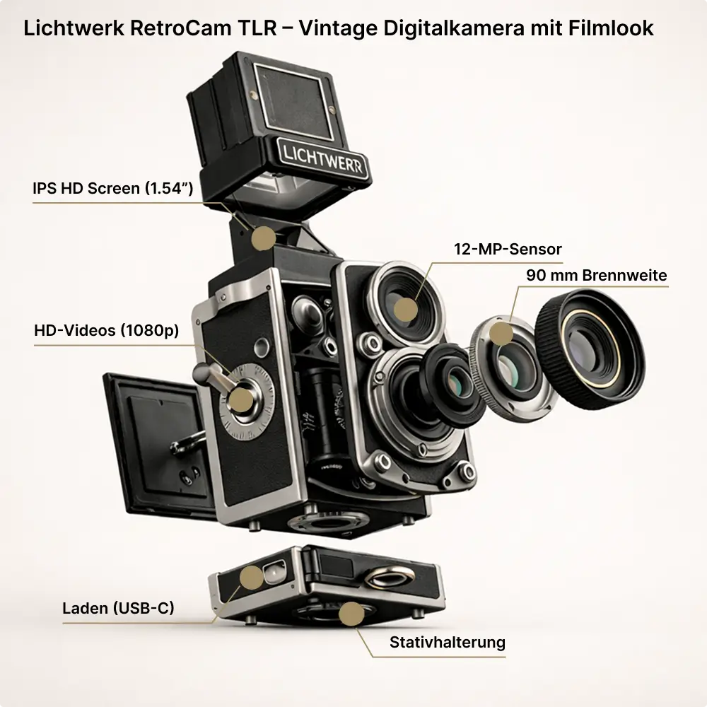 Lichtwerk RetroCam TLR – Fotocamera digitale vintage con look da pellicola