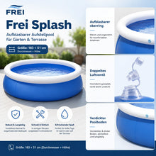 Carica l'immagine nel visualizzatore di Gallery, Frei Splash – Aufblasbarer Aufstellpool für Garten &amp; Terrasse
