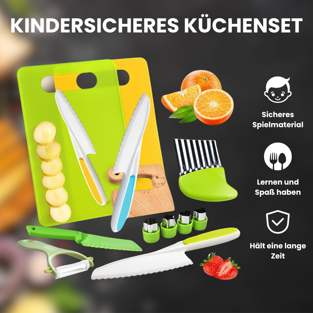 Set da cucina Montessori per bambini, sicuro e biologico, incl. 2 taglieri GRATIS per bambini